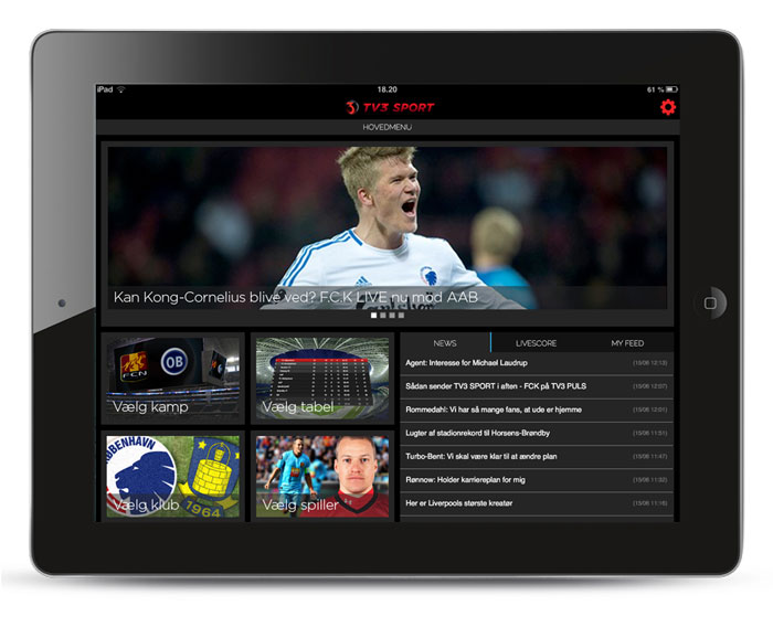 TV3 Sport iPad-app med livescore og nyhedsfeed